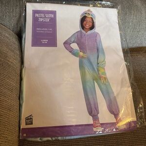Sloth Pastel hooded jumpsuit Size Large 12/14